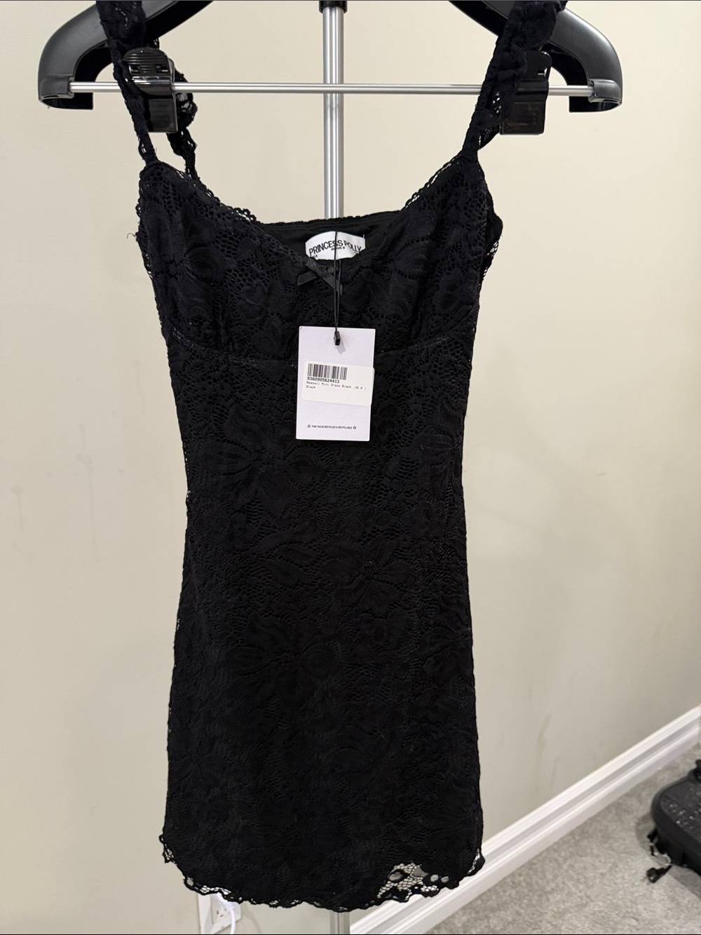 Princess Polly Black Lace Mini Slip Dress